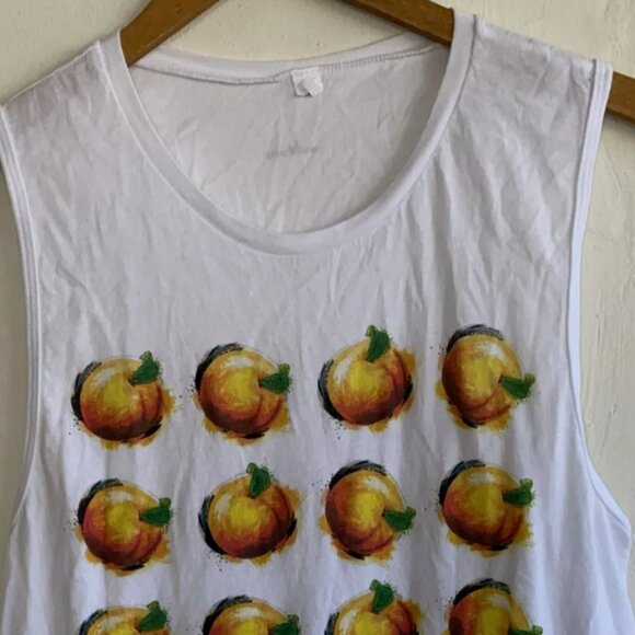 Jim Beam Tank Top Medium Large Sleeveless Peaches Peach White Crew Neck - Picture 2 of 8